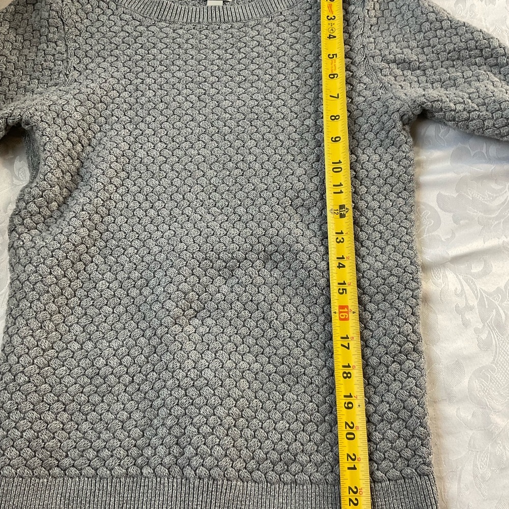 LL Bean Women Sweater Size Xsmall Cotton Long Sleeve Pullover Basket Weave Gray - Picture 6 of 10